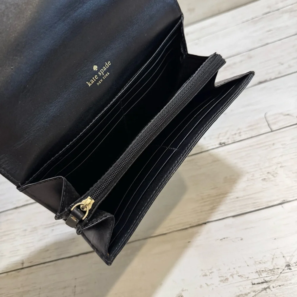 Kate Spade Black Harlow‎ Algonquin Leopard Wallet